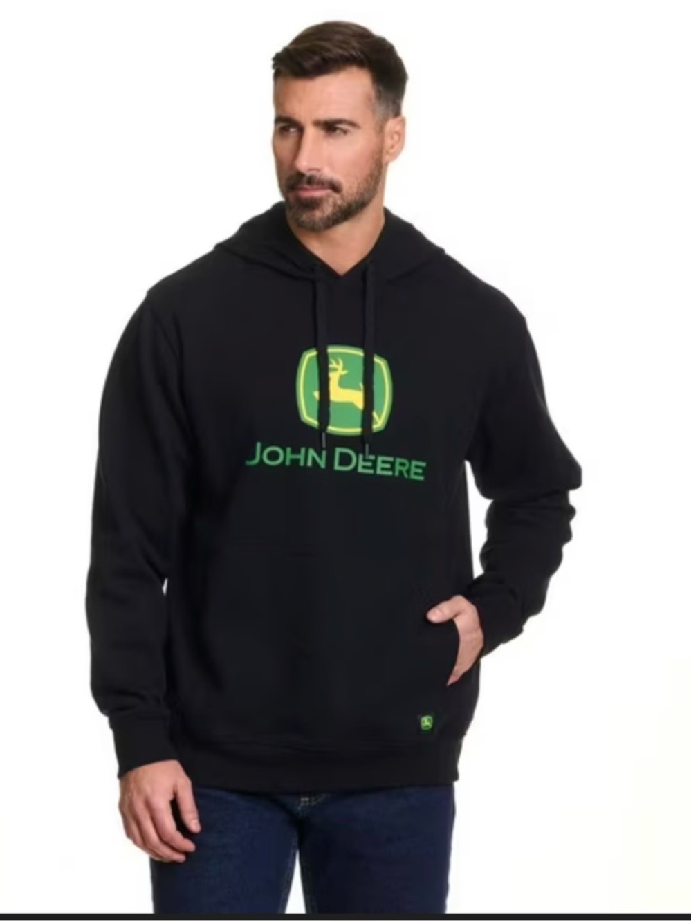 John Deere Black Hoodie NWT Logo Pullover Oversized XL Unisex Streetwear casual